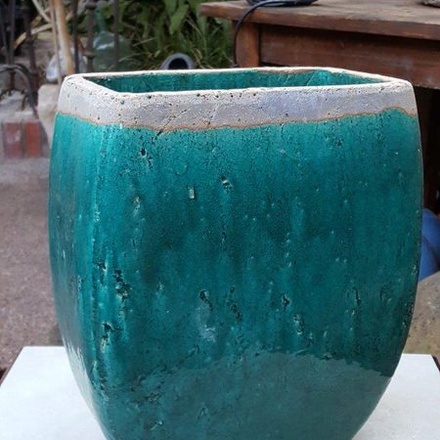 Vase türkis, Rand hell